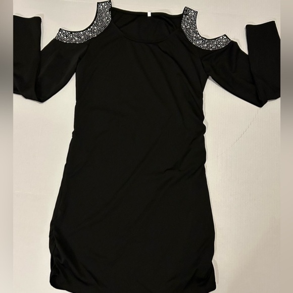 Trendy (no tag) Black mini dress, with silver rhinestones,‎ size M. - Picture 1 of 5